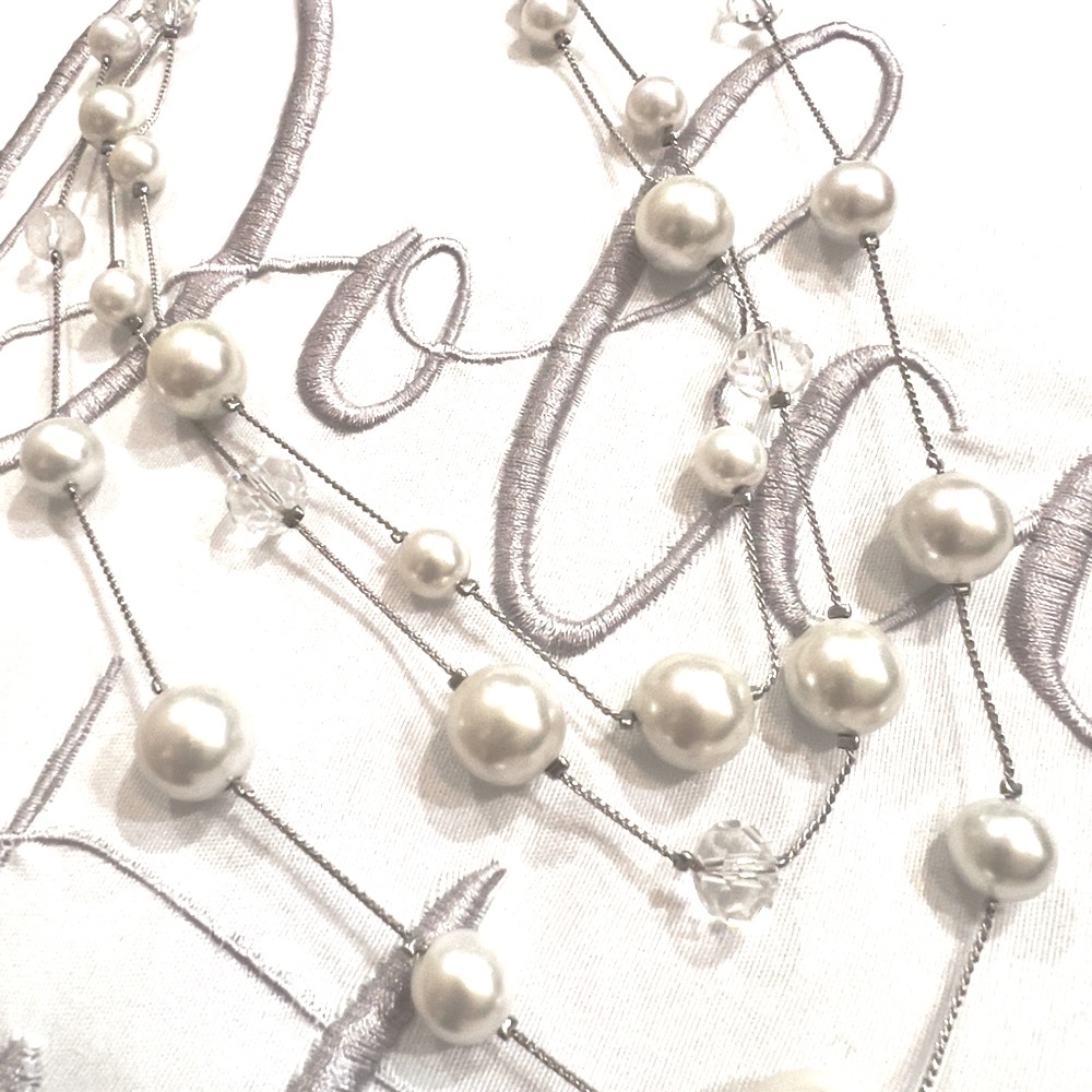 3 Layer Faux Pearl and Crystal necklace.